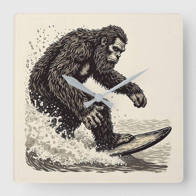 Horloge Carrée Bigfoot Surfant (Recto)