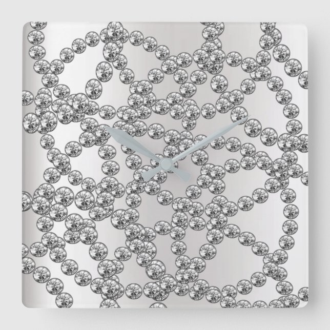 Horloge Carrée Bijoux en diamant Gris Argent Graphite métallique (Recto)