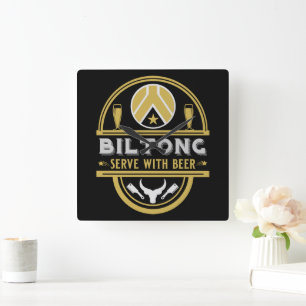 Horloge Carrée Biltong Et Bière