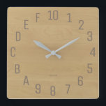 Horloge Carrée Birch-Look Hexadecimal Geek<br><div class="desc">Telling time with a hexadecimal clock est simple. juste remember that A = 10 et 10 = 16. Then if you multiply,  say,  10 by .75,  you 12. Lac how easy that is ?</div>