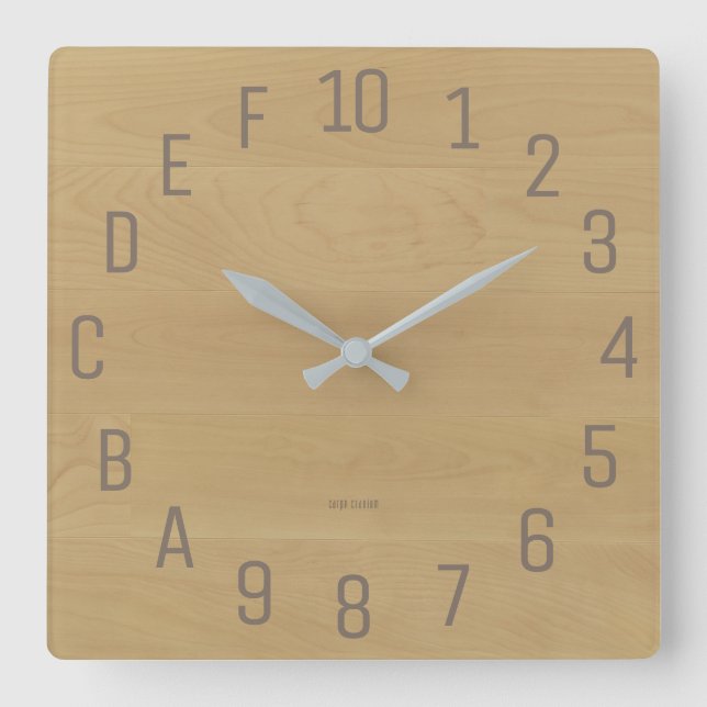 Horloge Carrée Birch-Look Hexadecimal Geek (Recto)