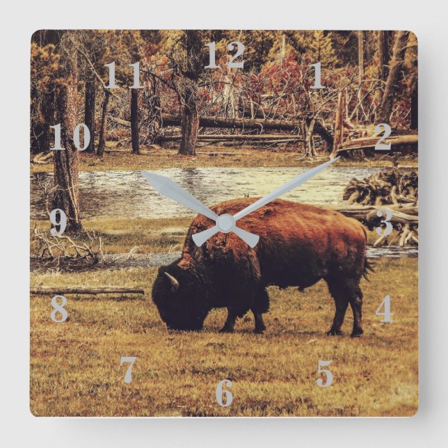 Horloge Carrée Bison (Recto)