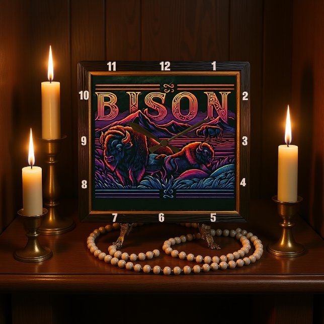Horloge Carrée Bison Buffalo à outils Buffalo (Créateur téléchargé)