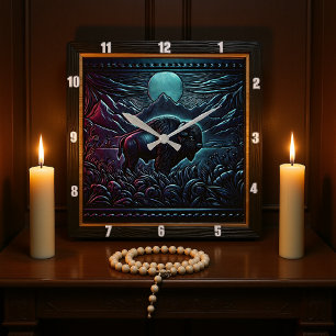 Horloge Carrée Bison Buffalo Midnight Bison