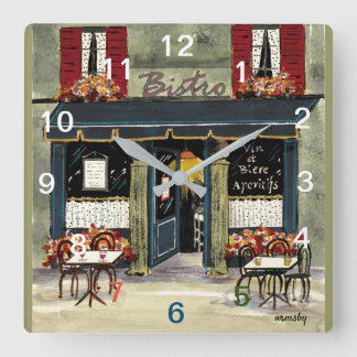 Horloge Carrée Bistro Wall