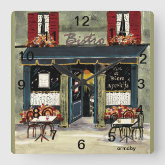 Horloge Carrée Bistro Wall