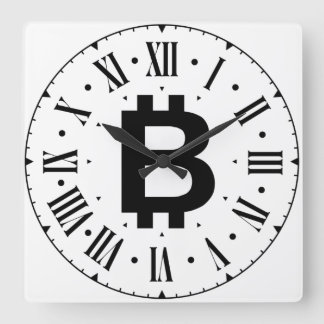 Horloge Carrée Bitcoin B Bold Roman Numeral Wall Clock