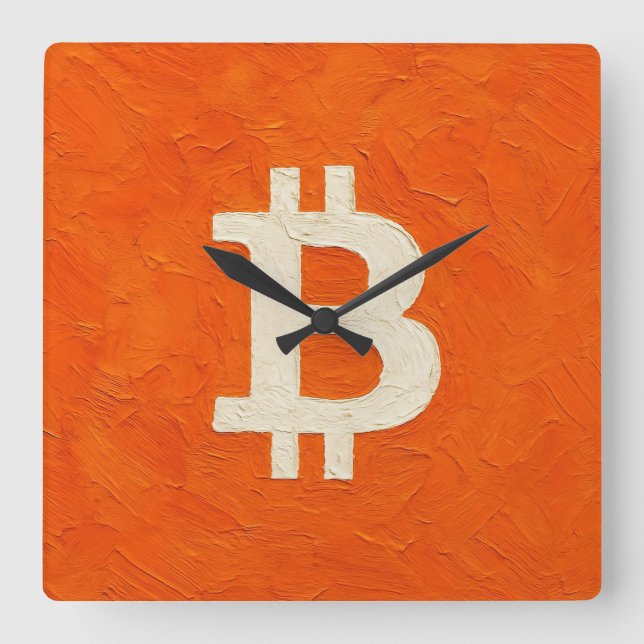 Horloge Carrée Bitcoin Standard (Huile, Style: 4) (Recto)