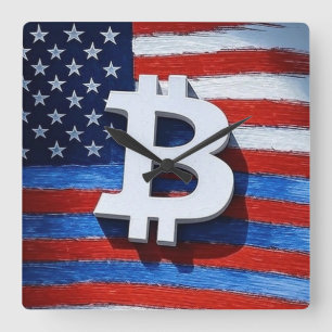Horloge Carrée Bitcoin USA