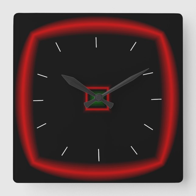 Horloge Carrée Black and red > Square Clock (Recto)