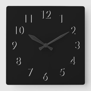 Horloge Carrée Black and White Elegant Minimalist