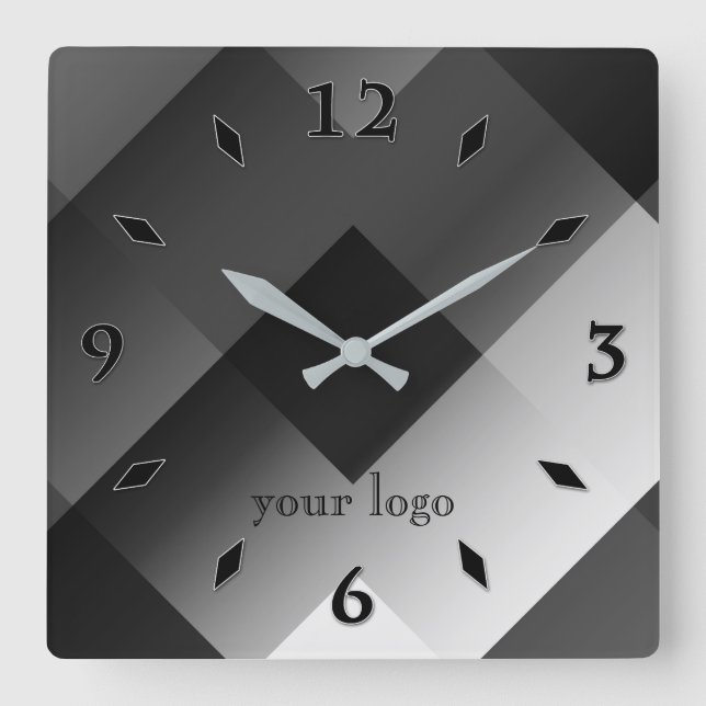 Horloge Carrée Black and white geometric personalized (Recto)