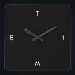 Horloge Carrée Black and White Typography Time Funny Minimalism<br><div class="desc">Black and White Typography Time Funny Minimalism Wall Clock,  you can change the colors and the text</div>