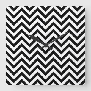 Horloge Carrée Black and White Zigzag