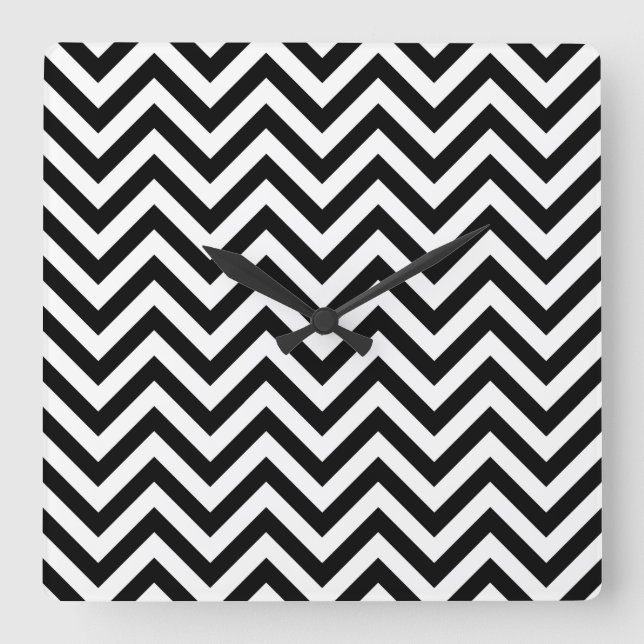 Horloge Carrée Black and White Zigzag (Recto)