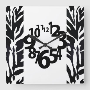 Horloge Carrée Black and Whiter Tiger Print Acrylic Wall Clock