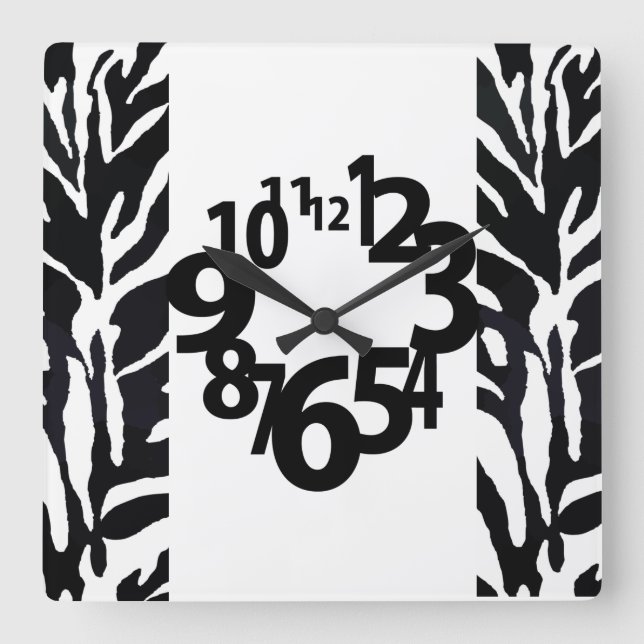 Horloge Carrée Black and Whiter Tiger Print Acrylic Wall Clock (Recto)