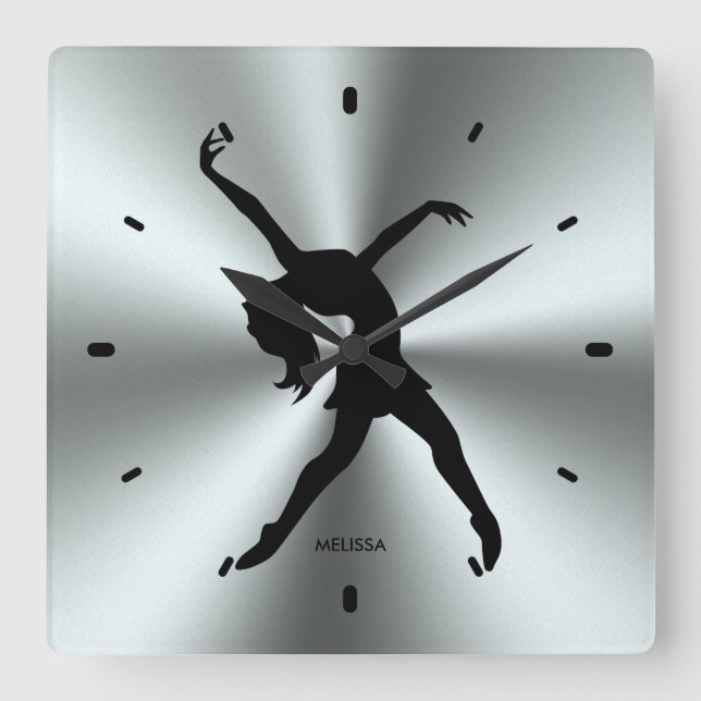 Horloge Carrée Black Dancer Silhouette (Recto)