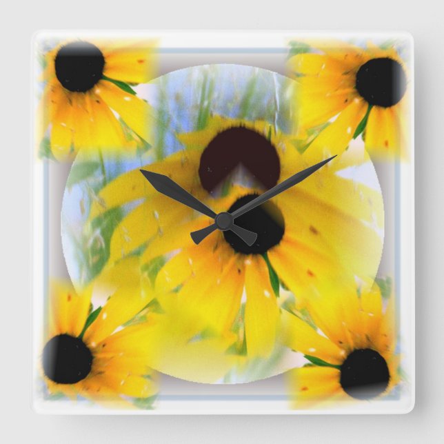 Horloge Carrée Black Eyed Susans Wall Clock (Recto)
