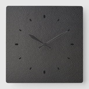 Horloge Carrée Black faux leather