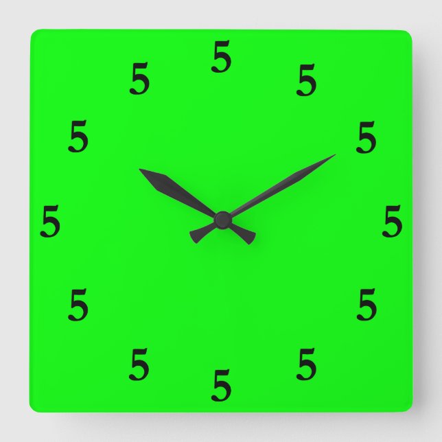 Horloge Carrée Black Five oClock quelque part sur Lime Green (Recto)