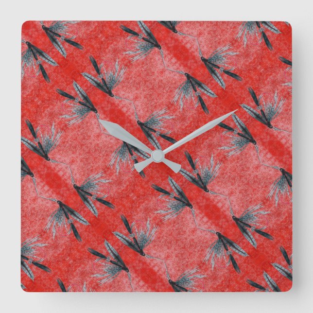 Horloge Carrée "Black Gnat" mouche mouillée, pêche à la mouche at (Recto)