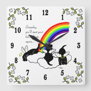 Horloge Carrée Black Labrador Angels Rainbow Bridge