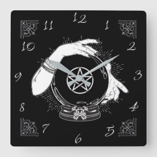Horloge Carrée Black Mystic Fortune Teller Mystical Crystal Ball