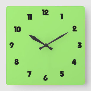 Horloge Carrée Black Numbers On Green wccn