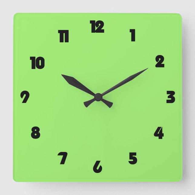 Horloge Carrée Black Numbers On Green wccn (Recto)