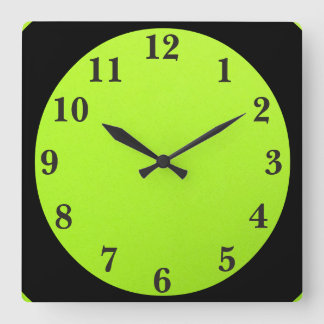 Horloge Carrée Black On Lime Green
