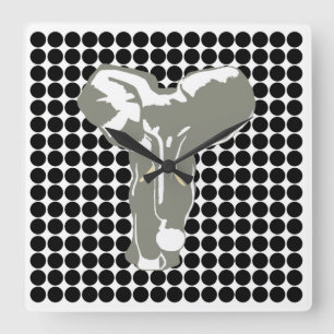 Horloge Carrée Black Safari point avec Pop Art Elephant