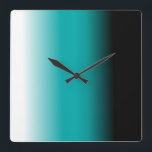 Horloge Carrée Black Teal White ombre<br><div class="desc">Ce produit est présenté dans Black Turquoise White Ombre. La couleur passe du noir au Turquoise au blanc. Customisez facilement ce produit avec votre propre texte,  image ou photo.</div>