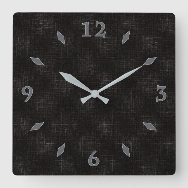 Horloge Carrée Black textured solid color square wall clock (Recto)