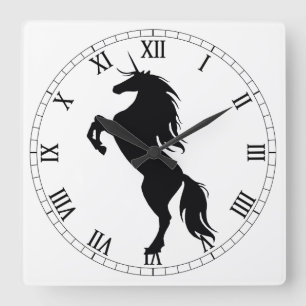 Horloge Carrée Black Unicorn Silhouette