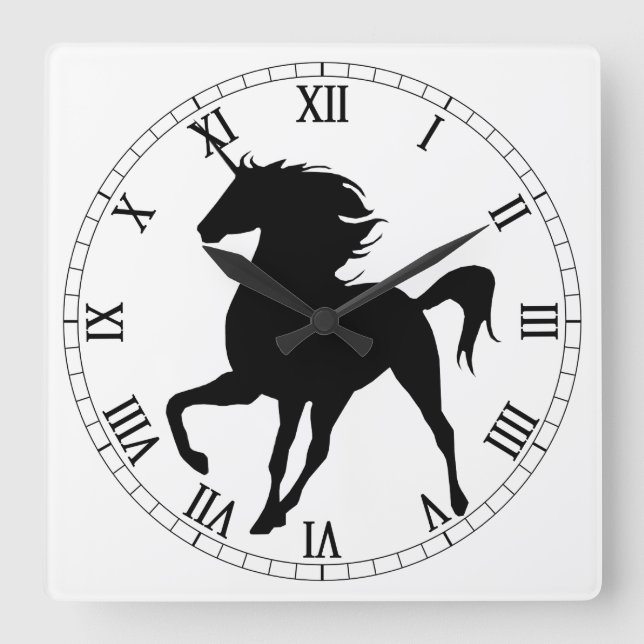 Horloge Carrée Black Unicorn Silhouette (Recto)
