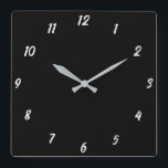 Horloge Carrée Black White Classy Elegant Custom Color Cadeau<br><div class="desc">Imprimé en noir et blanc classe couleur arrière - plan! Vous pouvez customiser comme vous le souhaitez !</div>