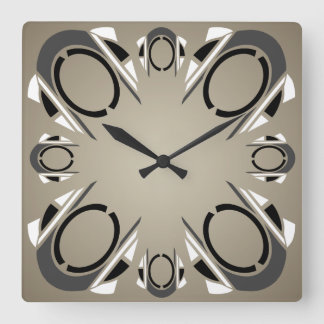 Horloge Carrée Black White Gray Sepia art Deco Wall Clock