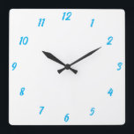 Horloge Carrée Blanc Bleu Élégant Personnalisé Couleur Cute Cadea<br><div class="desc">Imprimé en blanc et bleu classe couleur arrière - plan! Vous pouvez customiser comme vous le souhaitez !</div>