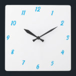 Horloge Carrée Blanc Bleu Élégant Personnalisé Couleur Cute Cadea<br><div class="desc">Imprimé en blanc et bleu classe couleur arrière - plan! Vous pouvez customiser comme vous le souhaitez !</div>