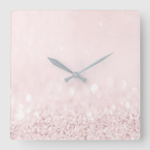 Horloge Carrée Blanc en pastel Ombre de parties scintillantes de