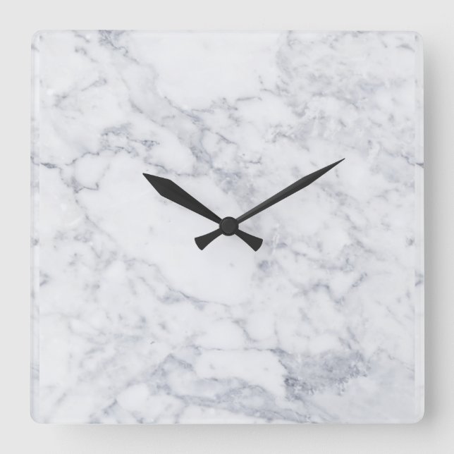 Horloge Carrée Blanc marbre (Recto)