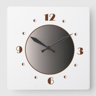 Horloge Carrée Blanc minimaliste élégant avec des numéros de bron