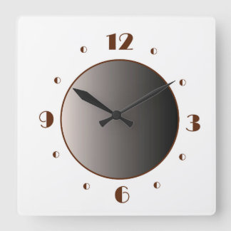 Horloge Carrée Blanc minimaliste élégant avec des numéros de bron