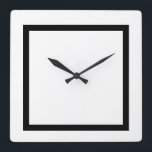 Horloge Carrée Blanc uni personnalisé avec bande noire décorative<br><div class="desc">Custom solid White with black stripe Square Wall Clock</div>