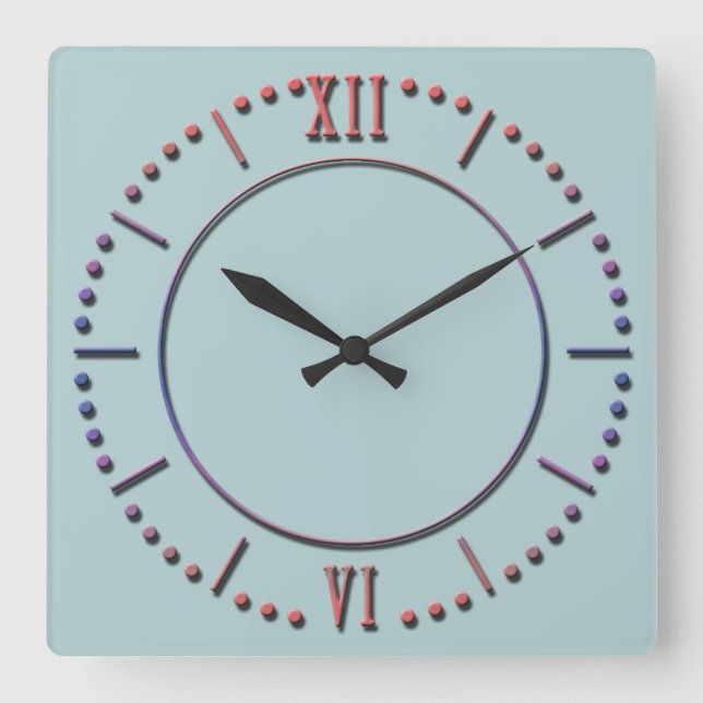 Horloge Carrée Blancs avec grand cadran bleu (Recto)