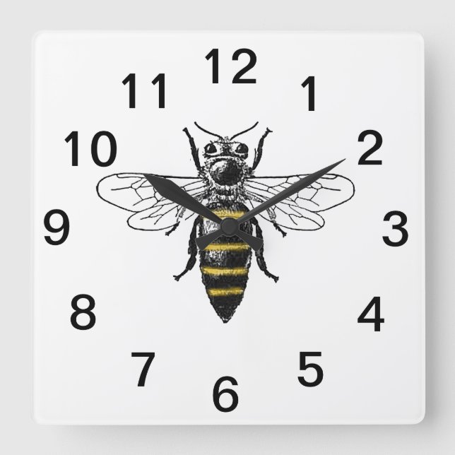 Horloge Carrée Blason Heraldique Vintage Abeille #2 Armoiries C (Recto)