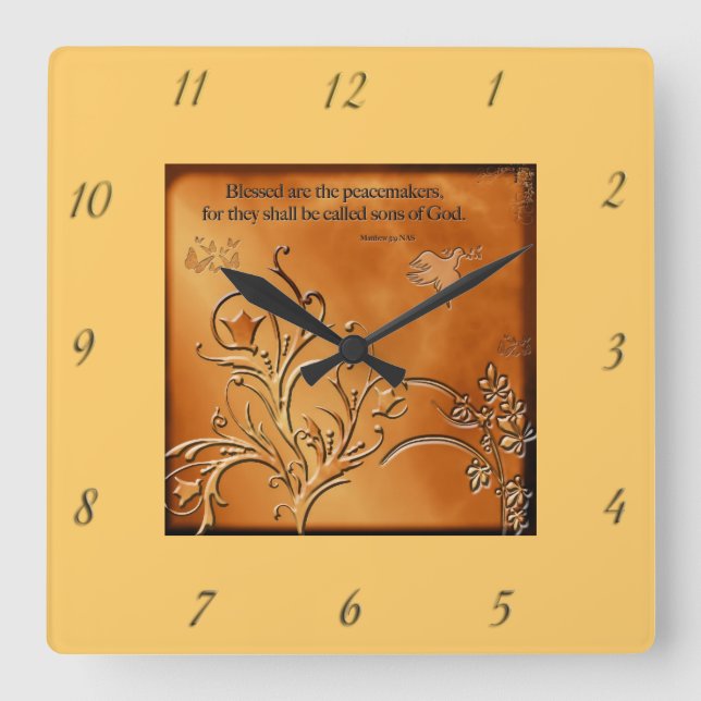 Horloge Carrée Blessed Are The Peacemakers Wall Clock (Recto)