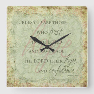 Horloge Carrée Blessed are Those Who a porté dans le Lord Clock