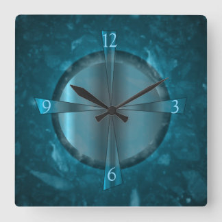 Horloge Carrée "Bleu Atmosphérique/Motif Aqua >Horloge murale"